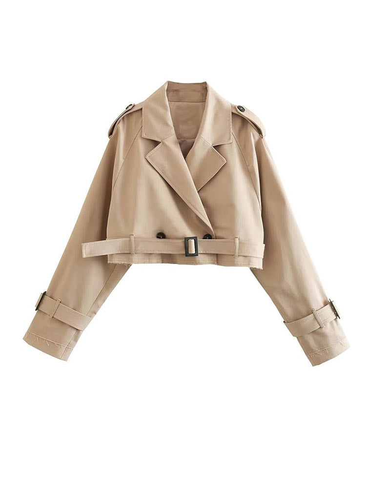 Gabardina beige de doble botonadura