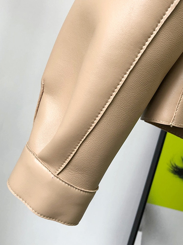 Trench-coat court en cuir