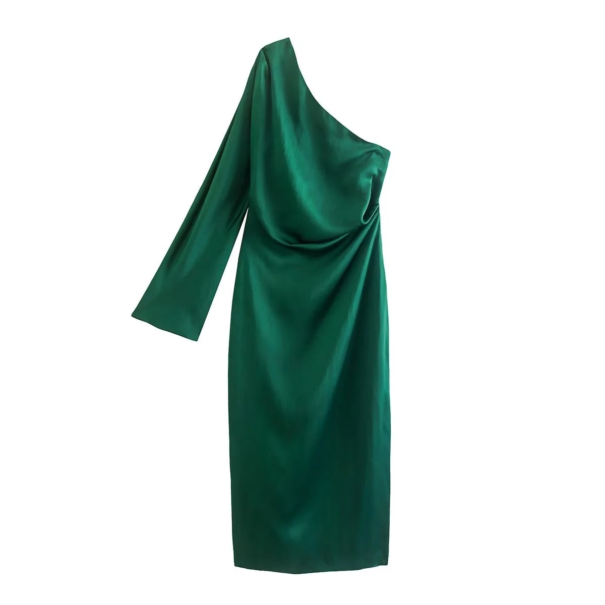 Vestido de satén con un hombro