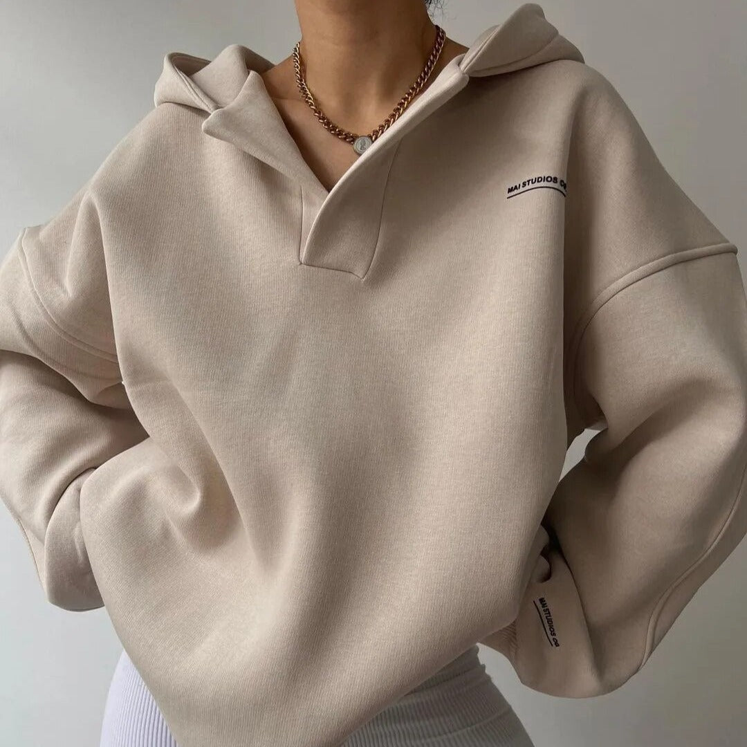 Sudadera informal de mujer con capucha y estampado