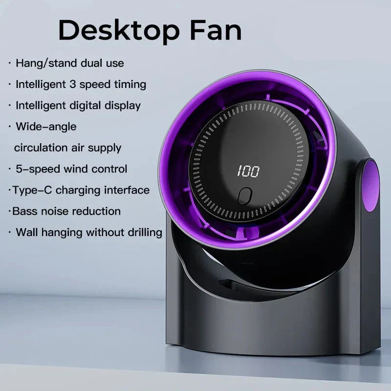 Ventilador de mesa ultrasilencioso sin aspas - Enfriador de aire seguro y eficaz para el calor del verano
