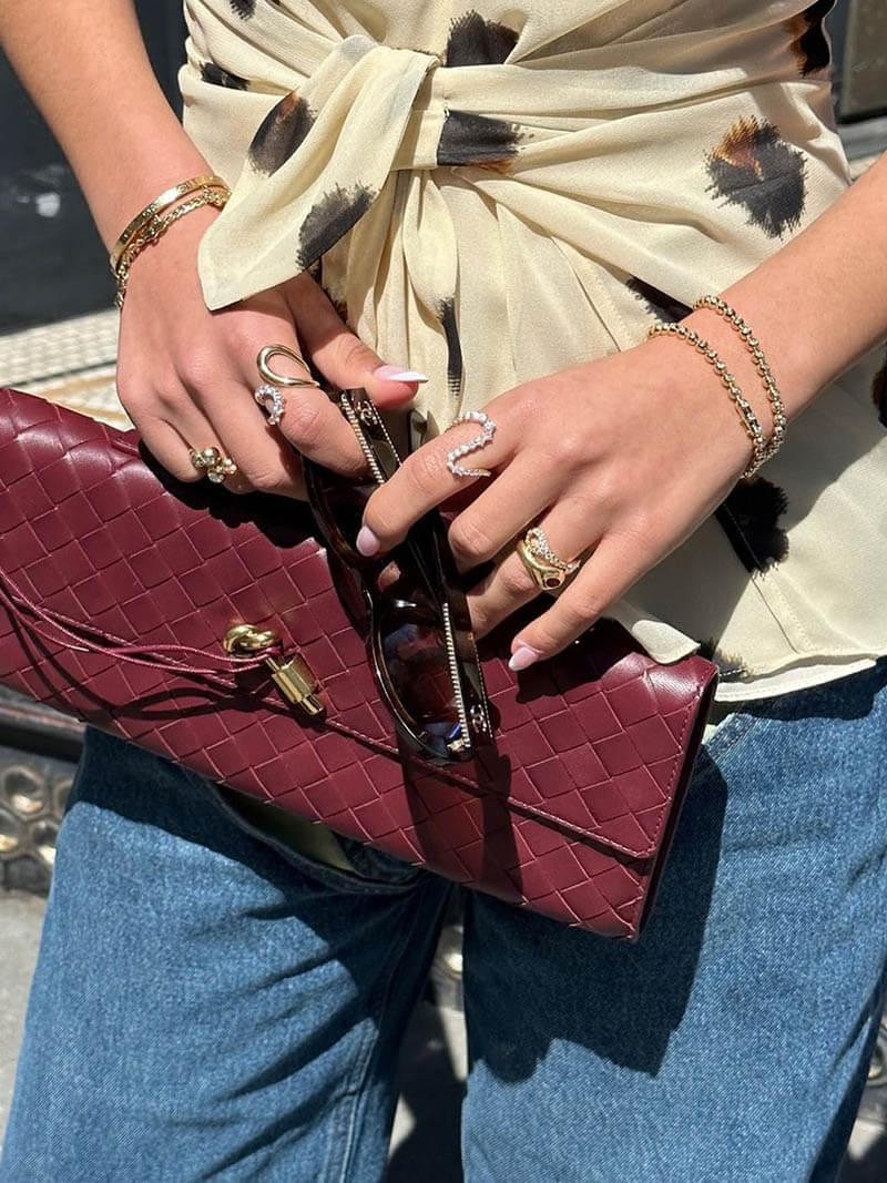 Luna - Bolso tejido de lujo con cierre dorado