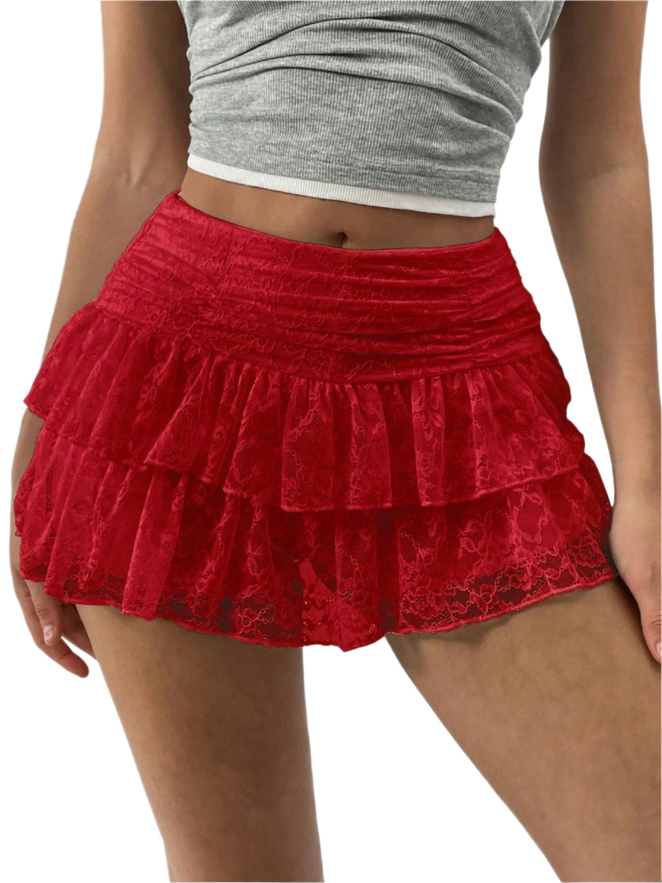 Minifalda de mujer con volantes y cintura ancha