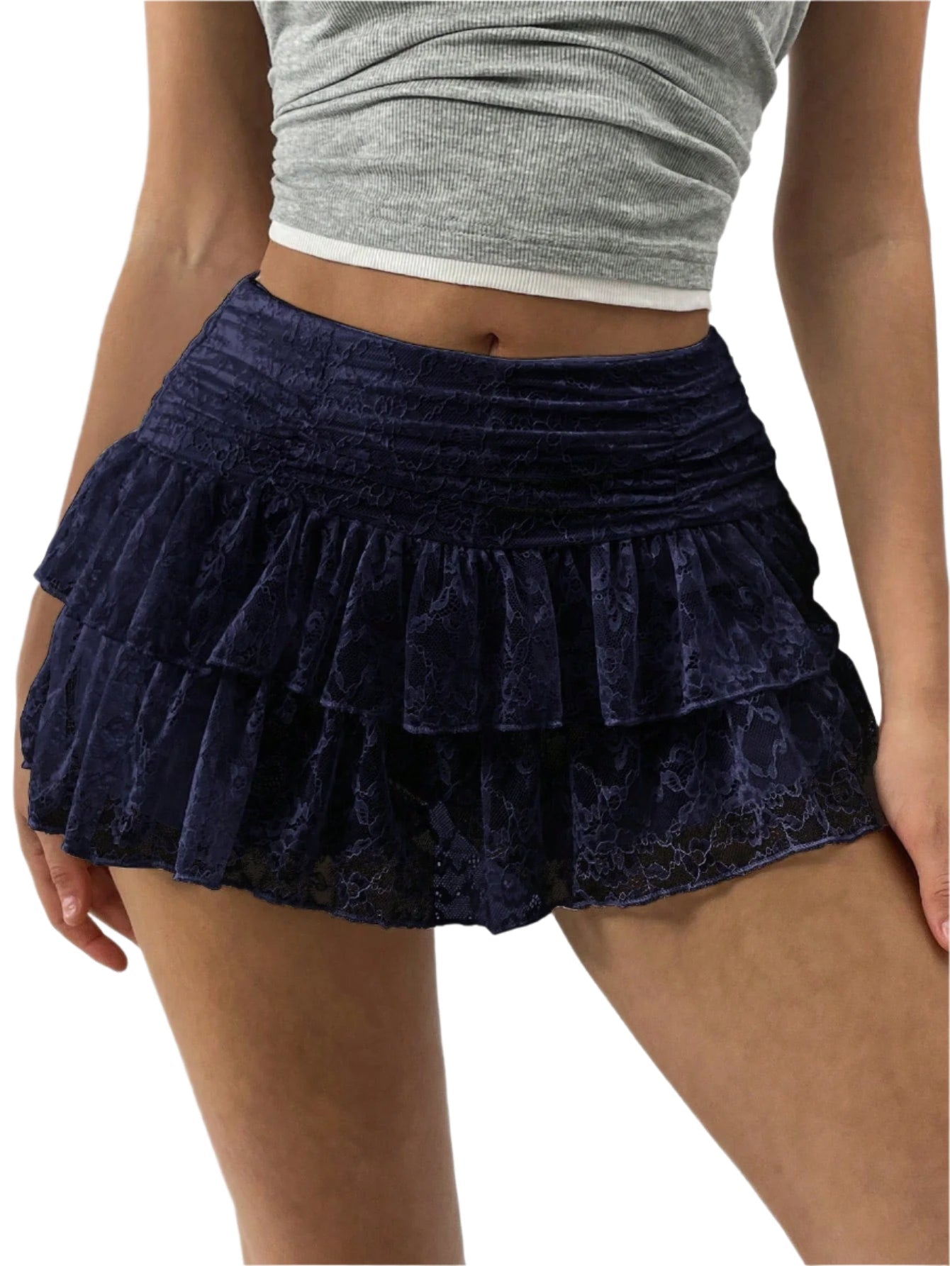 Minifalda de mujer con volantes y cintura ancha