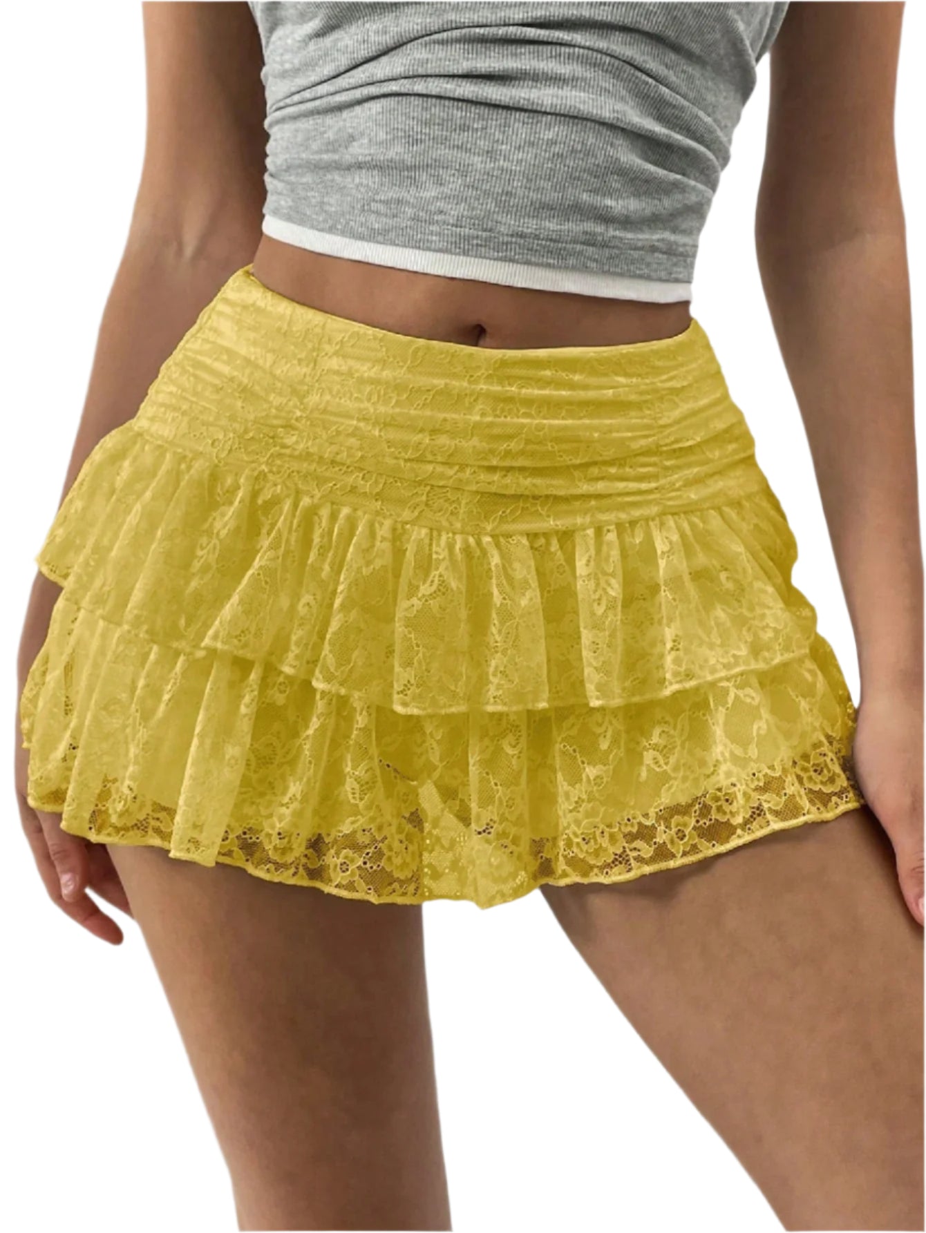 Minifalda de mujer con volantes y cintura ancha