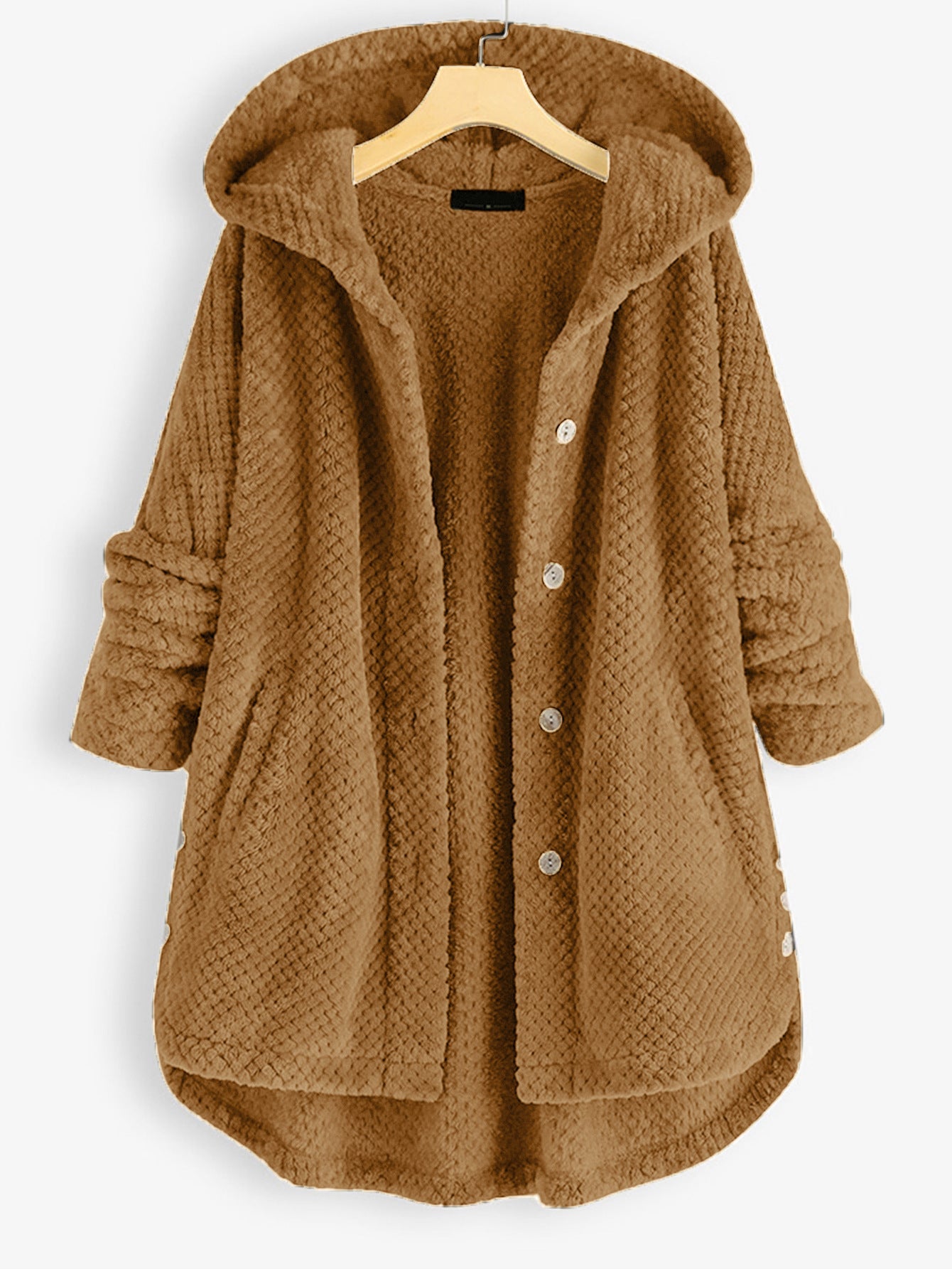 Chaqueta con capucha y tapeta de botones para mujer