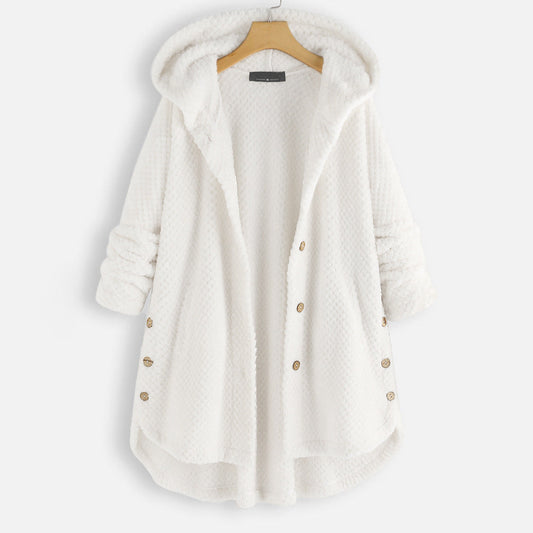 Chaqueta con capucha y tapeta de botones para mujer