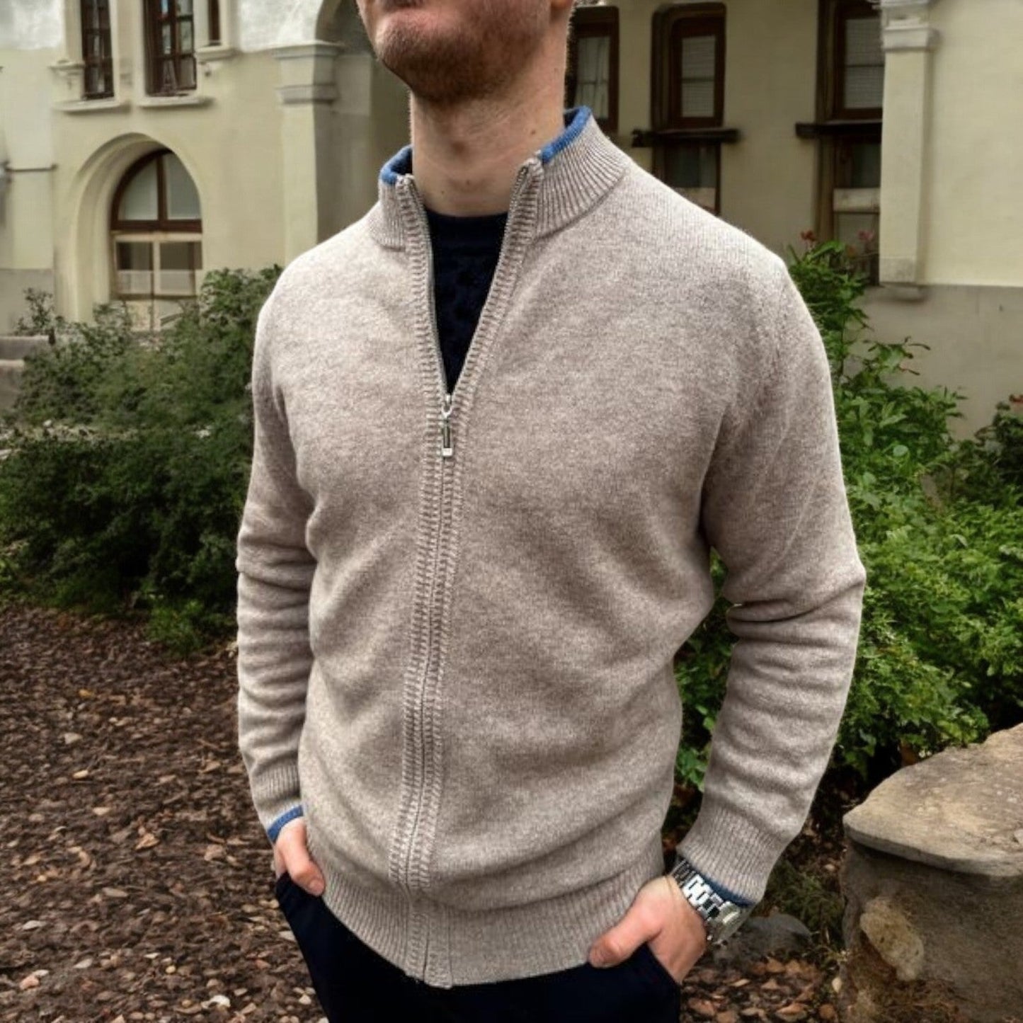 Merino - Chaqueta de lana con cremallera para hombre