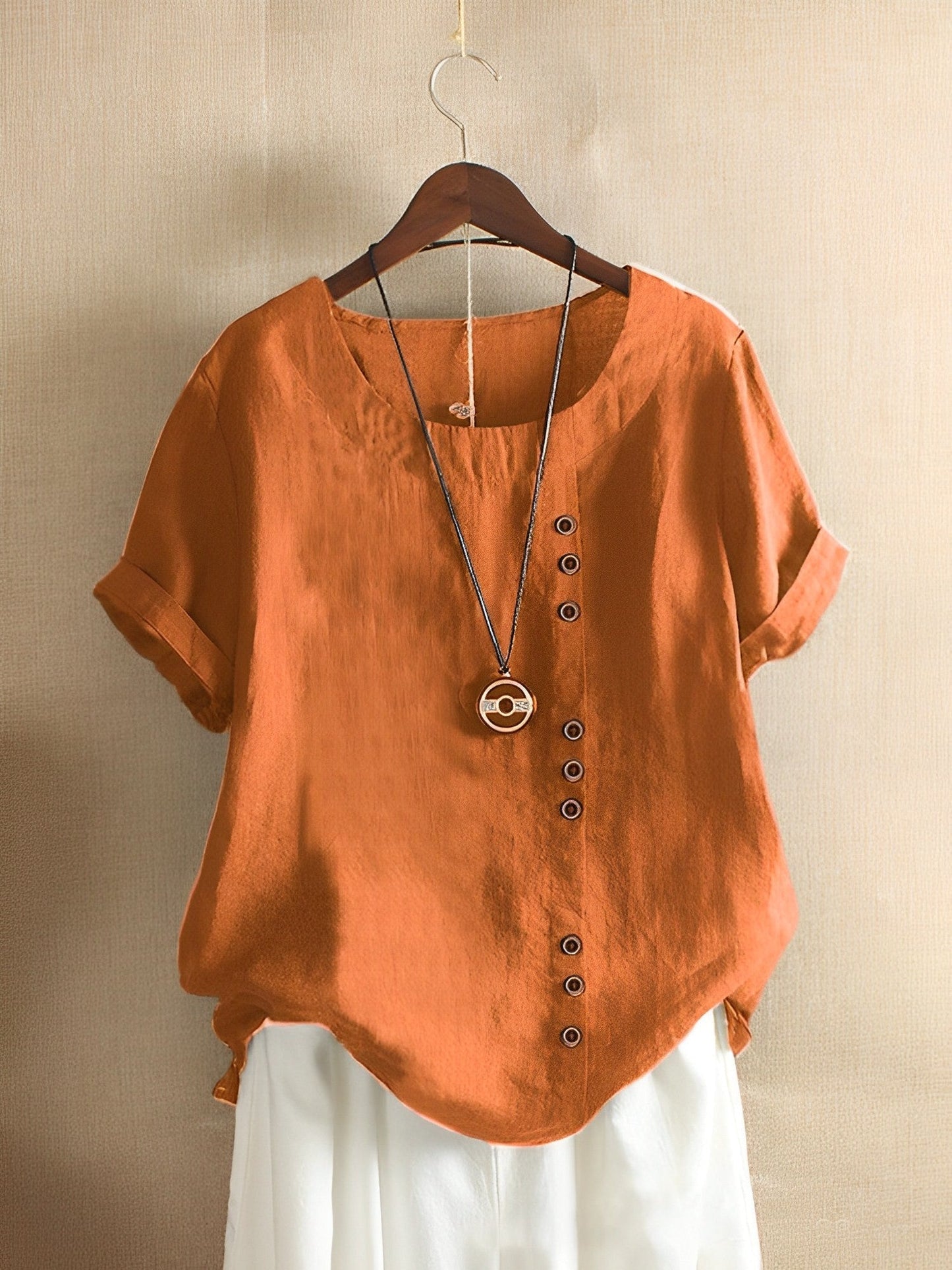 Camiseta de lino de manga corta Cotton Loose