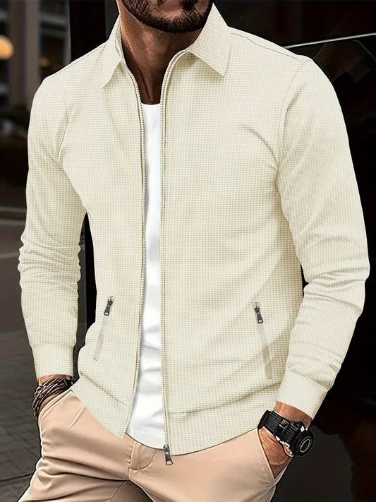 Elegante chaqueta con cremallera para hombre, versátil y moderna