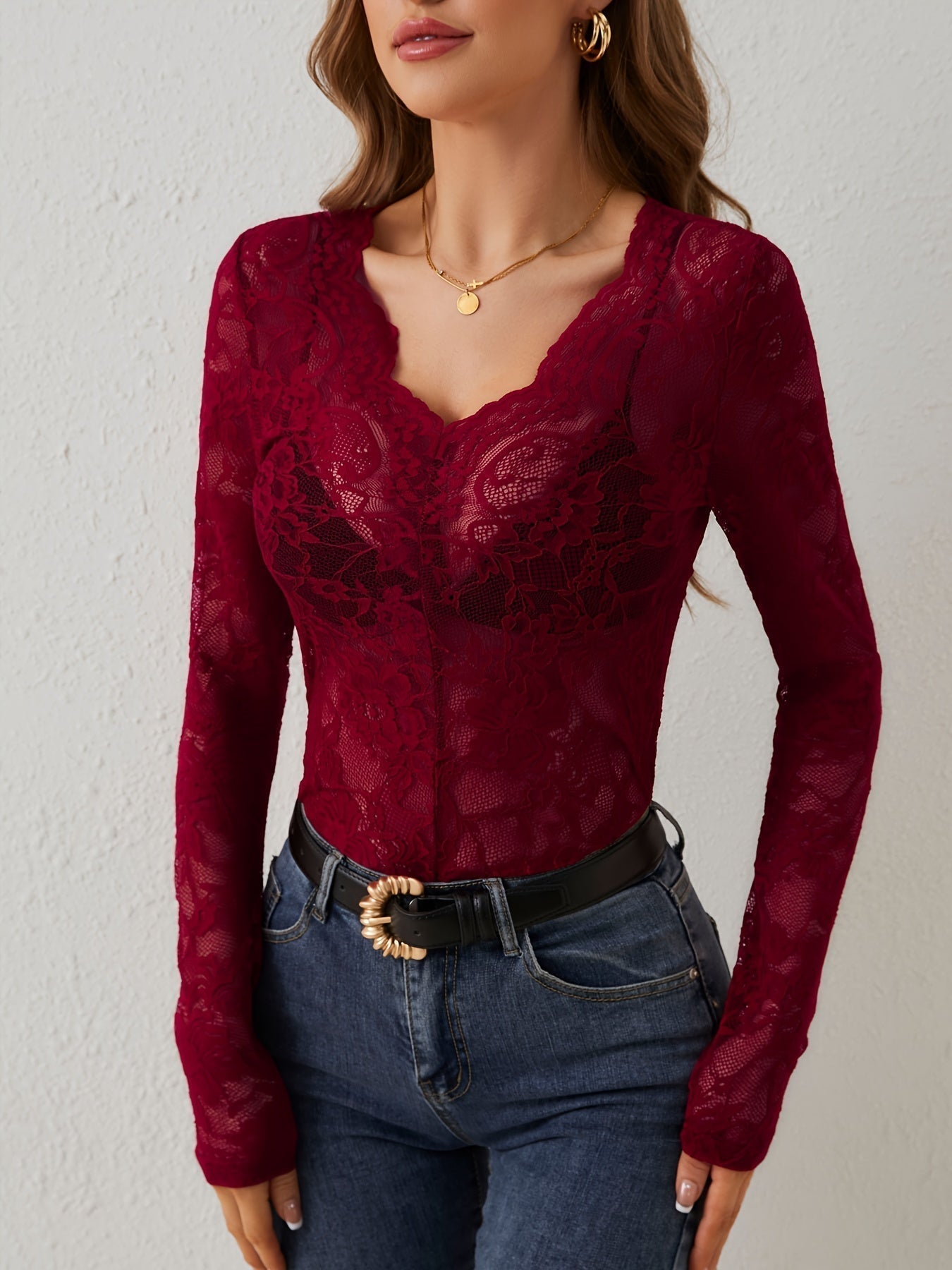 Camisa de encaje para mujer