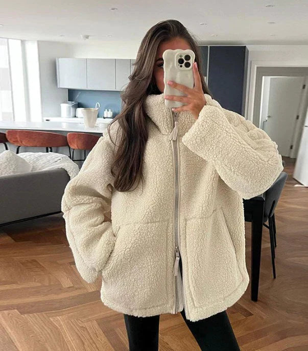 Avelena - Chaqueta Teddy cálida y de gran tamaño