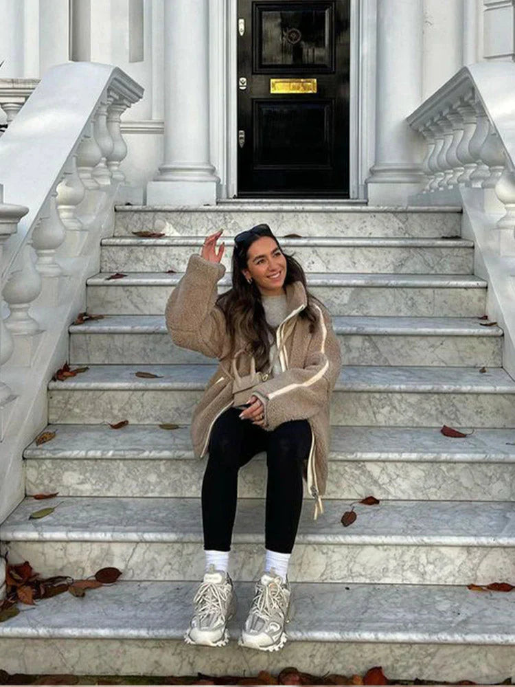 Avelena - Chaqueta Teddy cálida y de gran tamaño