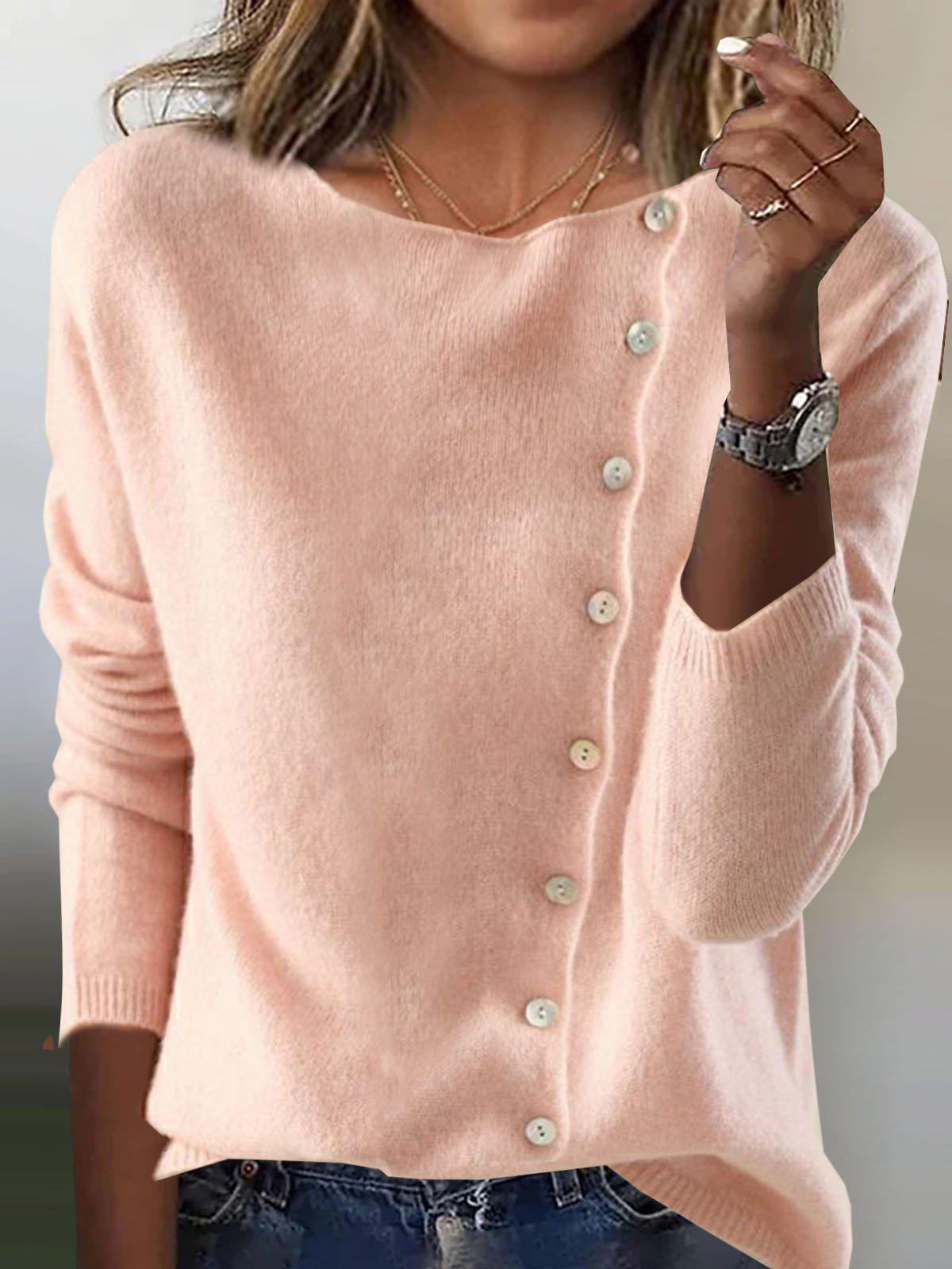 Camisa rosa lisa de manga larga