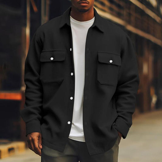 Chaqueta abotonada con bolsillos delanteros para hombre
