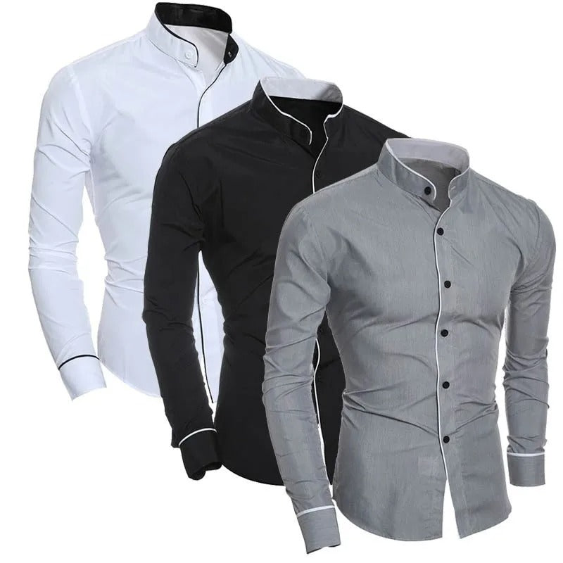 Camisa slim fit de manga larga para hombre