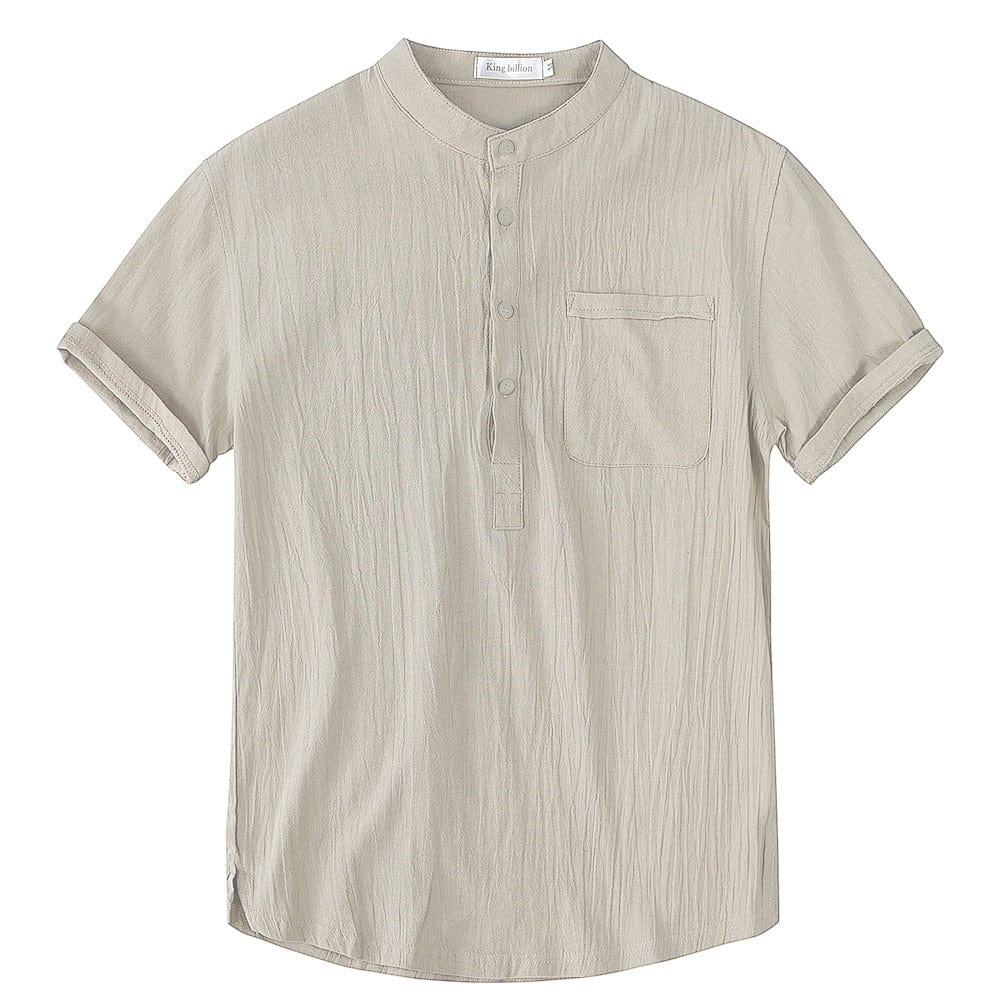 Camisa de lino transpirable de manga corta