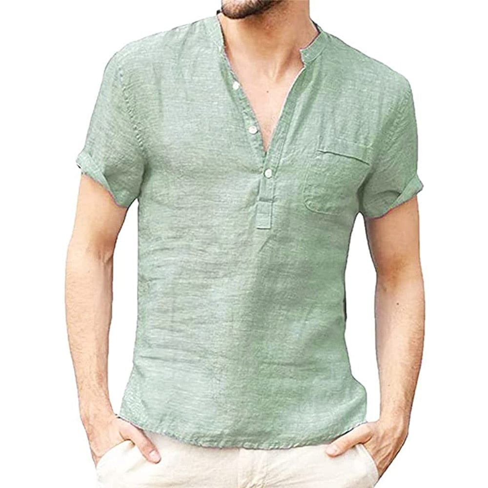 Camisa de lino transpirable de manga corta