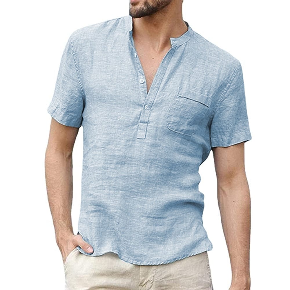 Camisa de lino transpirable de manga corta