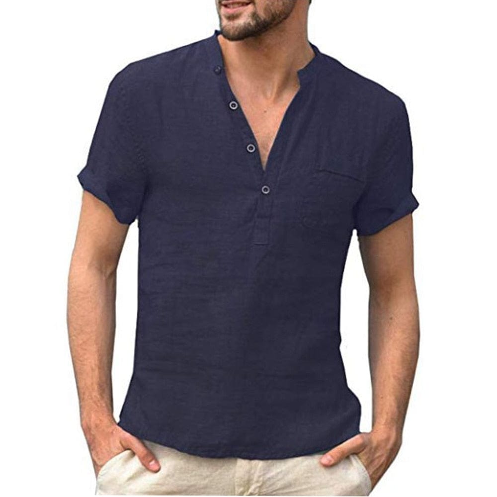 Camisa de lino transpirable de manga corta