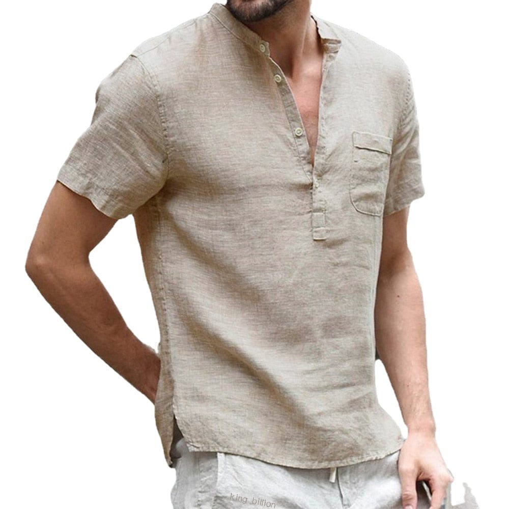 Camisa de lino transpirable de manga corta