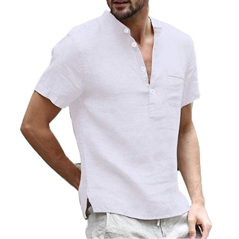 Camisa de lino transpirable de manga corta