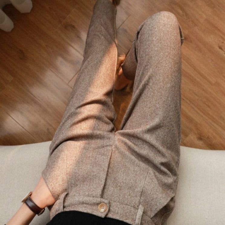 Elegante pantalón lápiz de lana