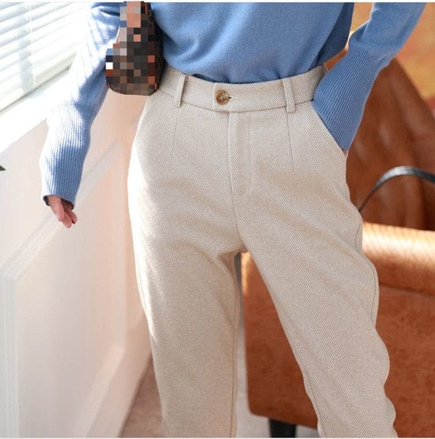 Elegante pantalón lápiz de lana