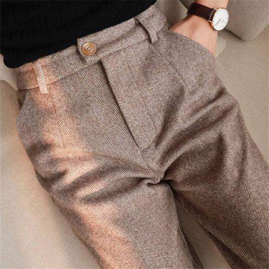 Elegante pantalón lápiz de lana