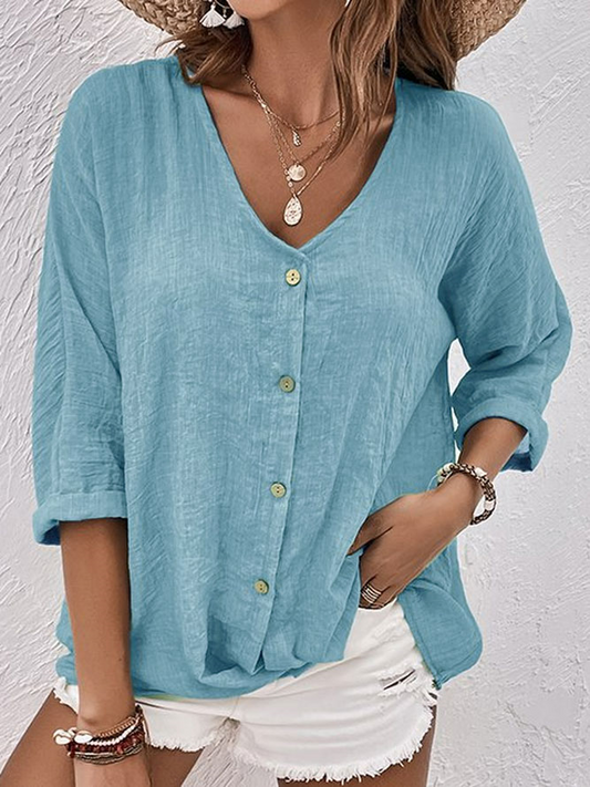 Sarah | Camisa vaporosa de lino con botones