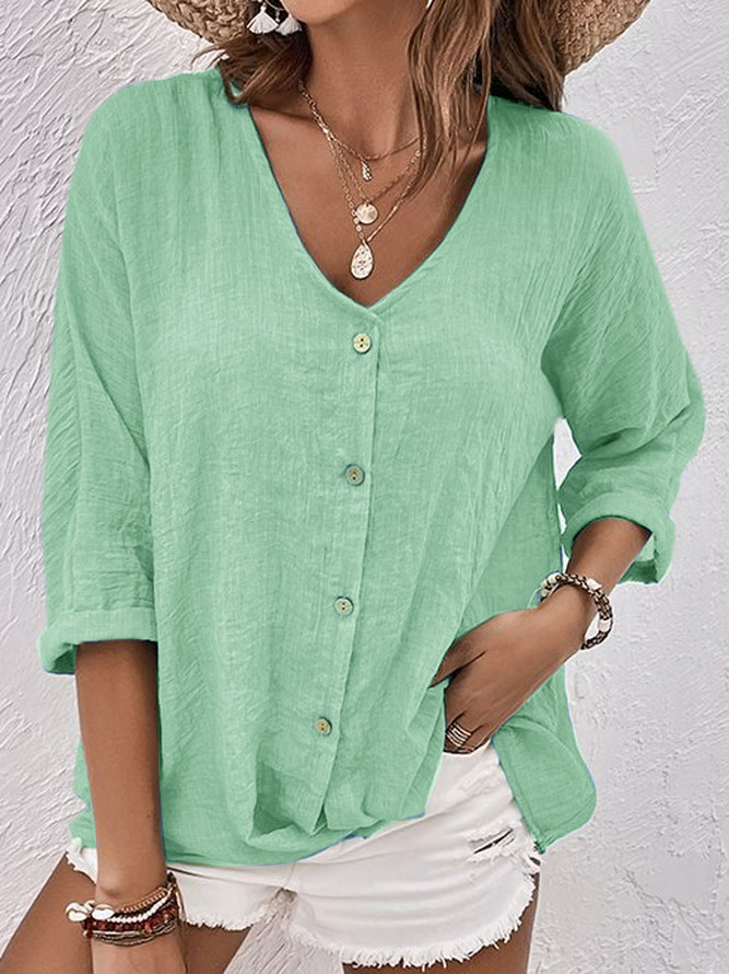 Sarah | Camisa vaporosa de lino con botones