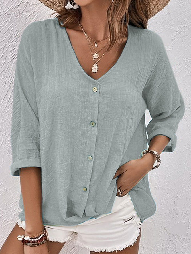 Sarah | Camisa vaporosa de lino con botones