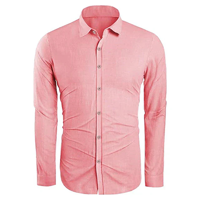 Camisa de lino de manga larga para hombre - primavera, verano