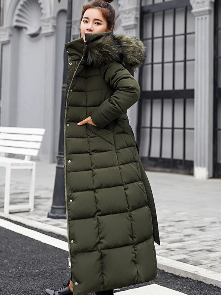 Estella - Abrigo largo de invierno con cinturón para mujer