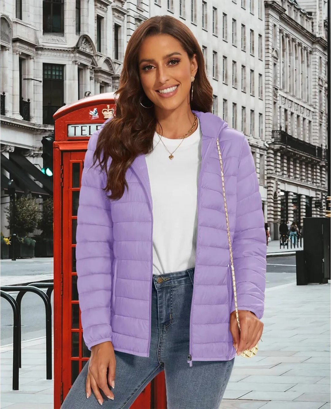 Chaqueta polar ligera con capucha para mujer