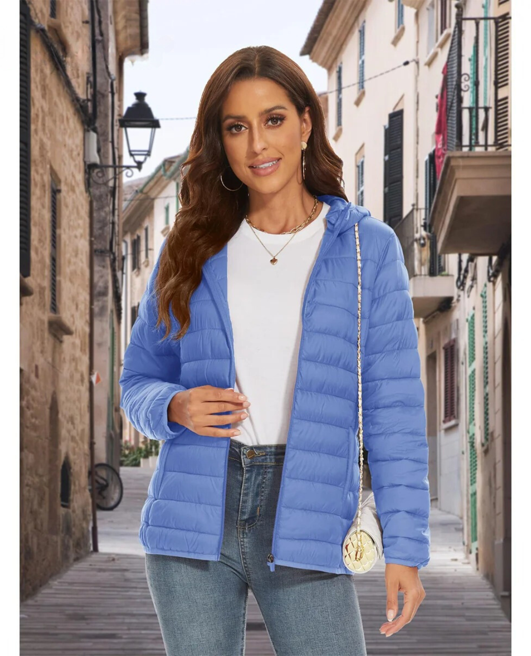 Chaqueta polar ligera con capucha para mujer