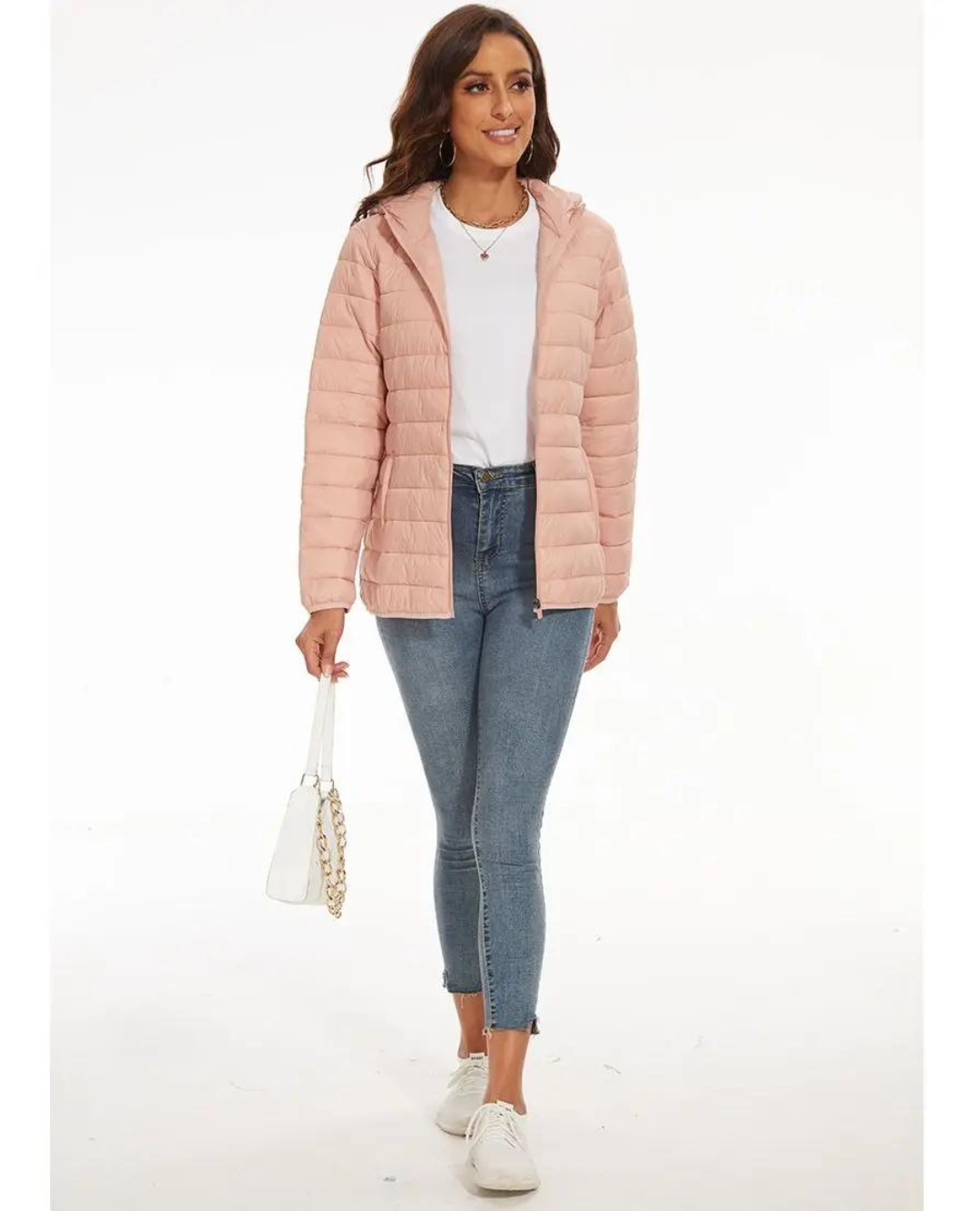 Chaqueta polar ligera con capucha para mujer
